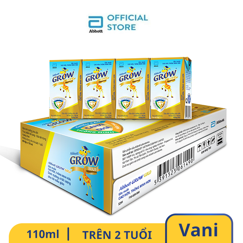 Thùng 48 Hộp Sữa Nước Abbott Grow Gold Hương Vani 110ml