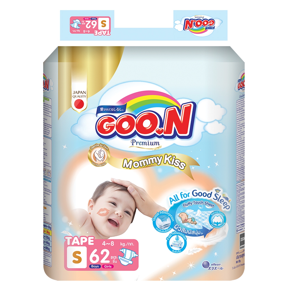 Tã dán GOO.N Mommy Kiss (S, 4-8kg, 62 miếng)