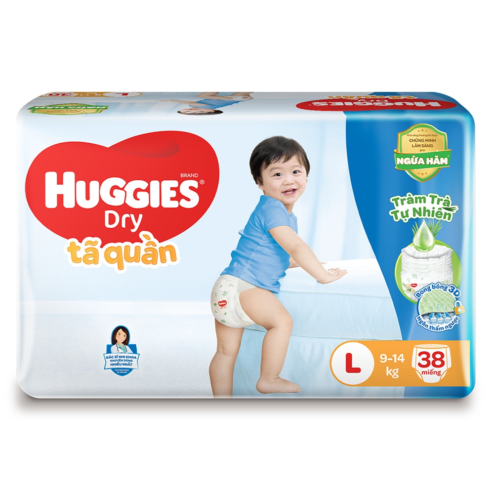 Tã quần Huggies Dry Pants (L, 9-14kg, 38 miếng) (Sản phẩm sẽ được giao với bao bì ngẫu nhiên)