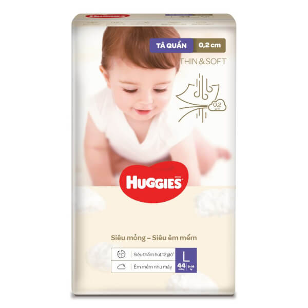 Tã quần Huggies Thin & Soft (L, 9-14kg, 44 miếng)