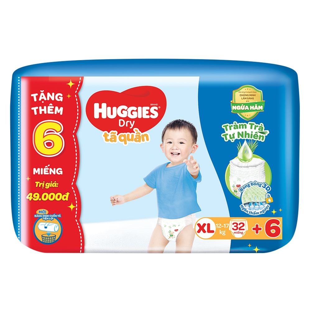 Tã quần Huggies Dry Pants (XL, 12-17kg, 32 miếng)