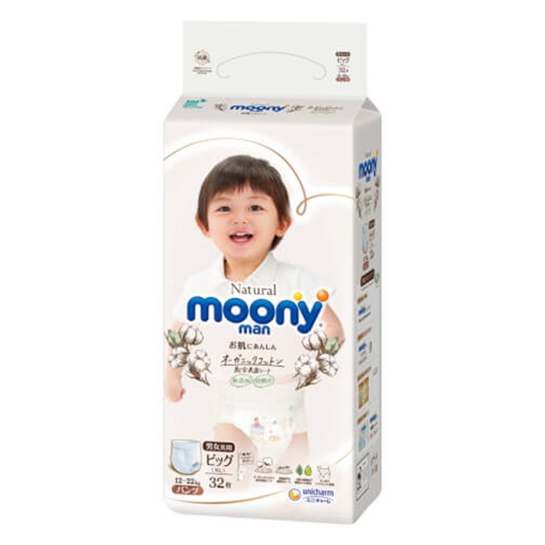 Bỉm tã quần Moony Natural size XL 32 miếng (12-22kg)