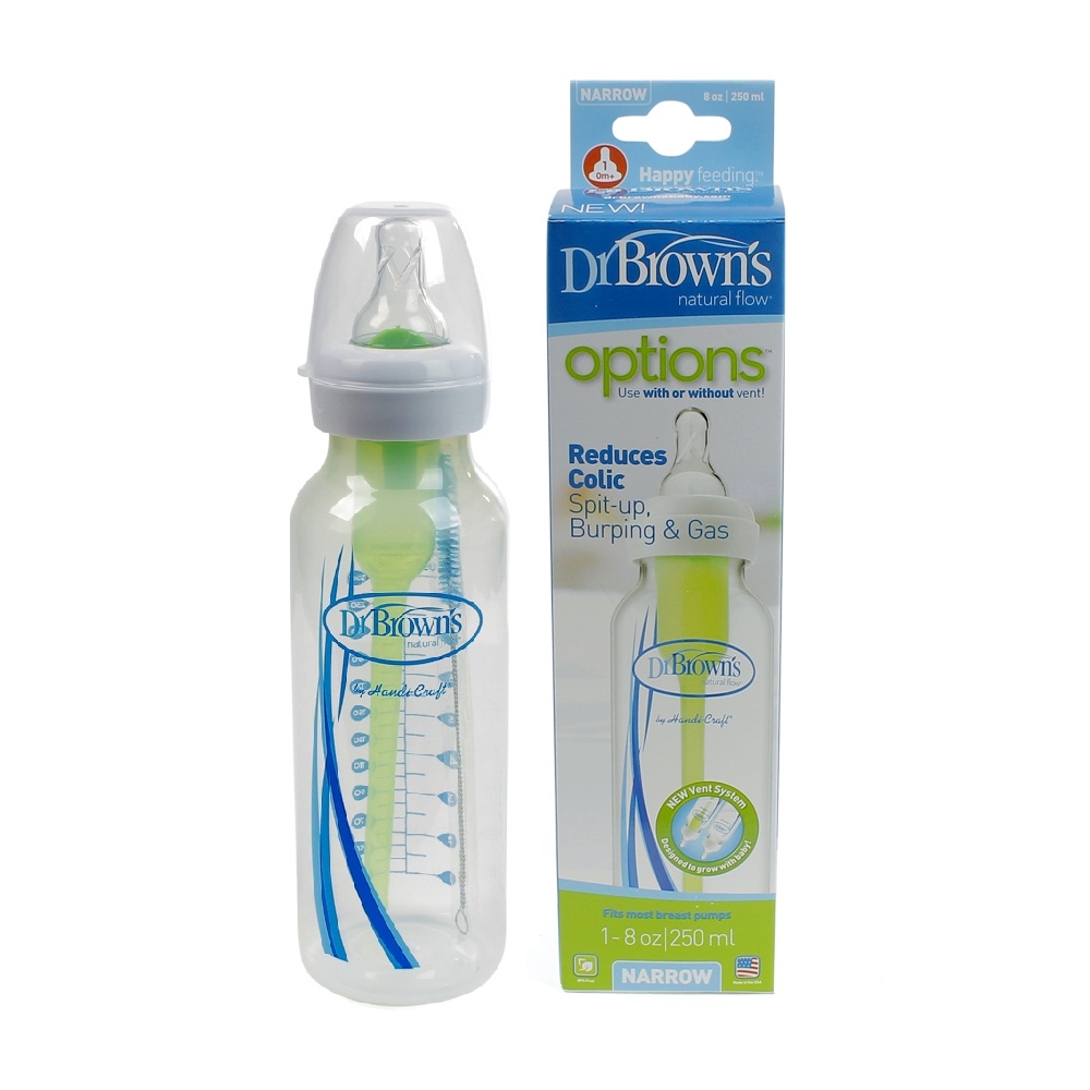 Bình sữa Dr Brown’s Options nhựa PP BPA Free cổ hẹp 250ml