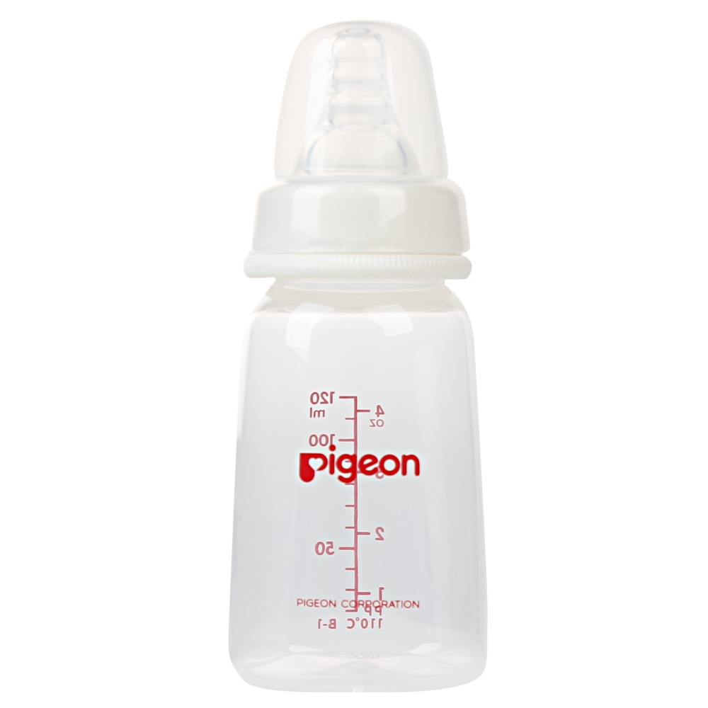 Bình sữa Pigeon nhựa PP BPA Free cổ hẹp vuông 120ml